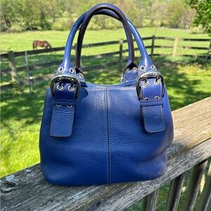Tignanello Classic Navy Leather Handbag/Satchel
